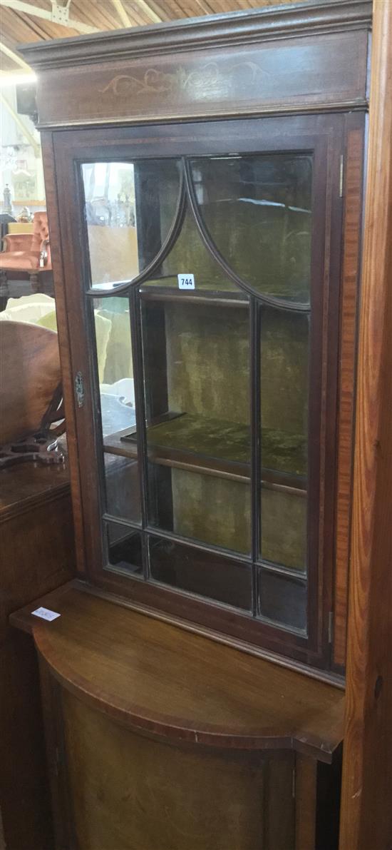 Inlaid Edwardian bowfront cabinet with glazed top